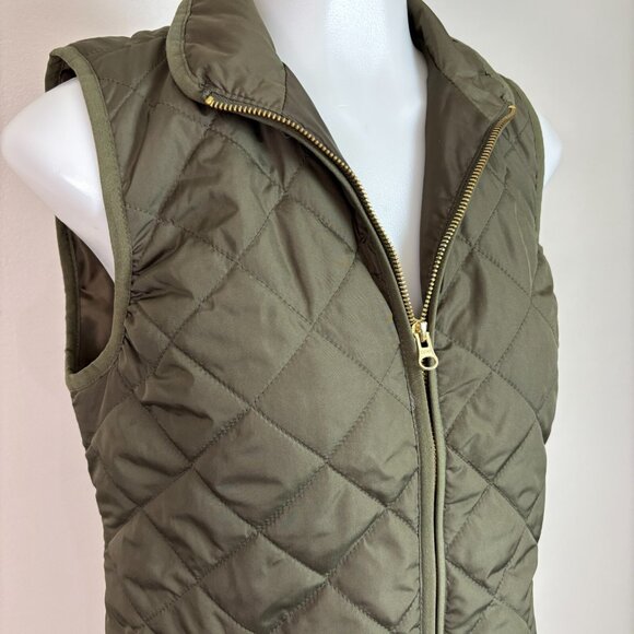 Old Navy Quilted Vest XS Olive Green Full-Zip Pockets Women's Jacket - Picture 3 of 12